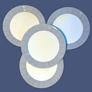 Set of 4 Royal Doulton London 1815 Pacific Blue Dots Dinner Porcelain Plates 11"
